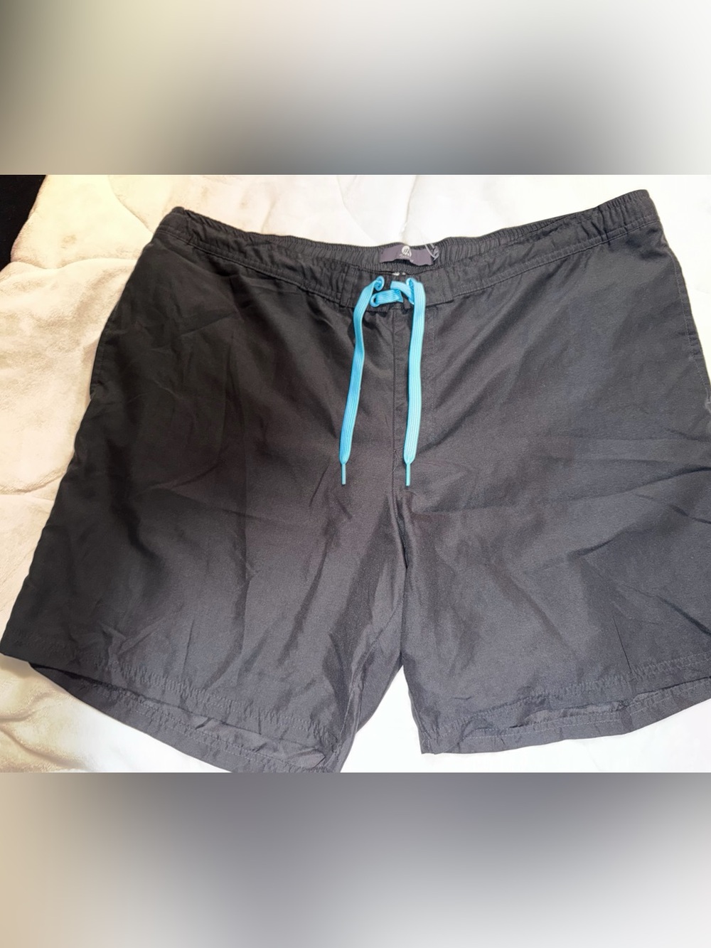 Men's Black Athletic Swim Shorts with Turquoise Drawcord